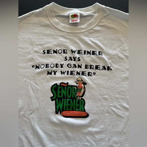 Vintage Y2K Senor Wiener Graphic Tee - Size Large - Picture 2 of 6